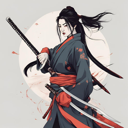 Female Samurai Carrying Two Swords