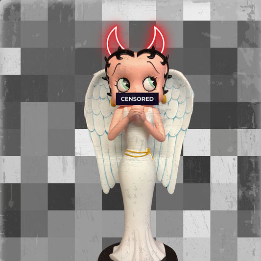 Angel Betty Boop with a Censored icon over her mouth 