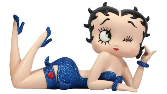 Betty Boop Figurine | Blue Glitter Lying Down (AW429)