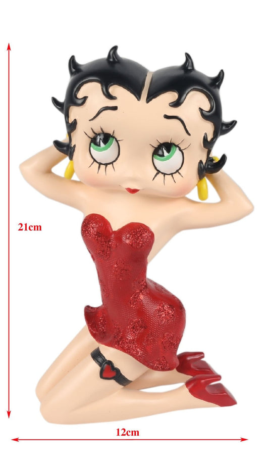 Betty Boop Figurine | Red Glitter Kneeling Down