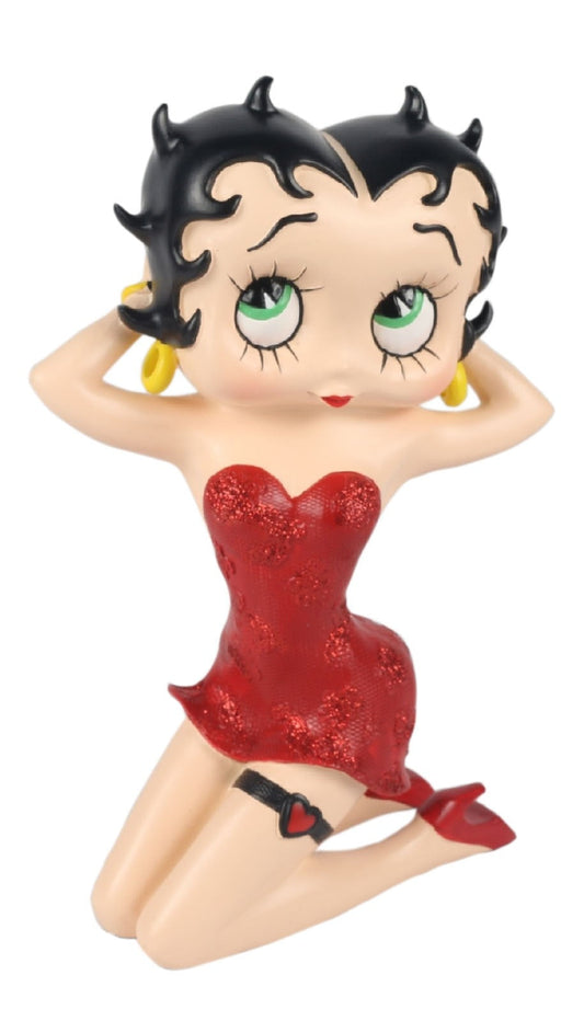 Betty Boop Figurine | Red Glitter Kneeling Down