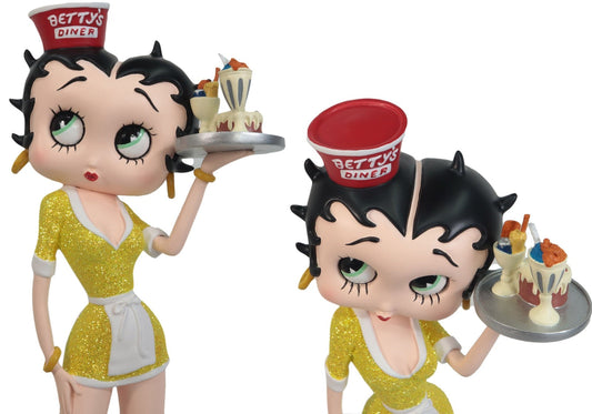 Betty Boop Figurine | Yellow Glitter Diner Waitress