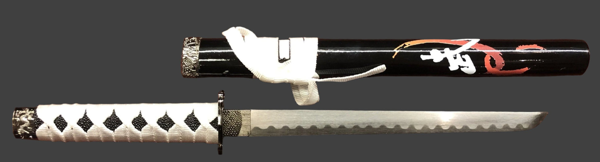 Black & White (Black & Red Writing) Samurai Sword Set