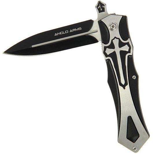 Crucifix Symbol Lock Knife