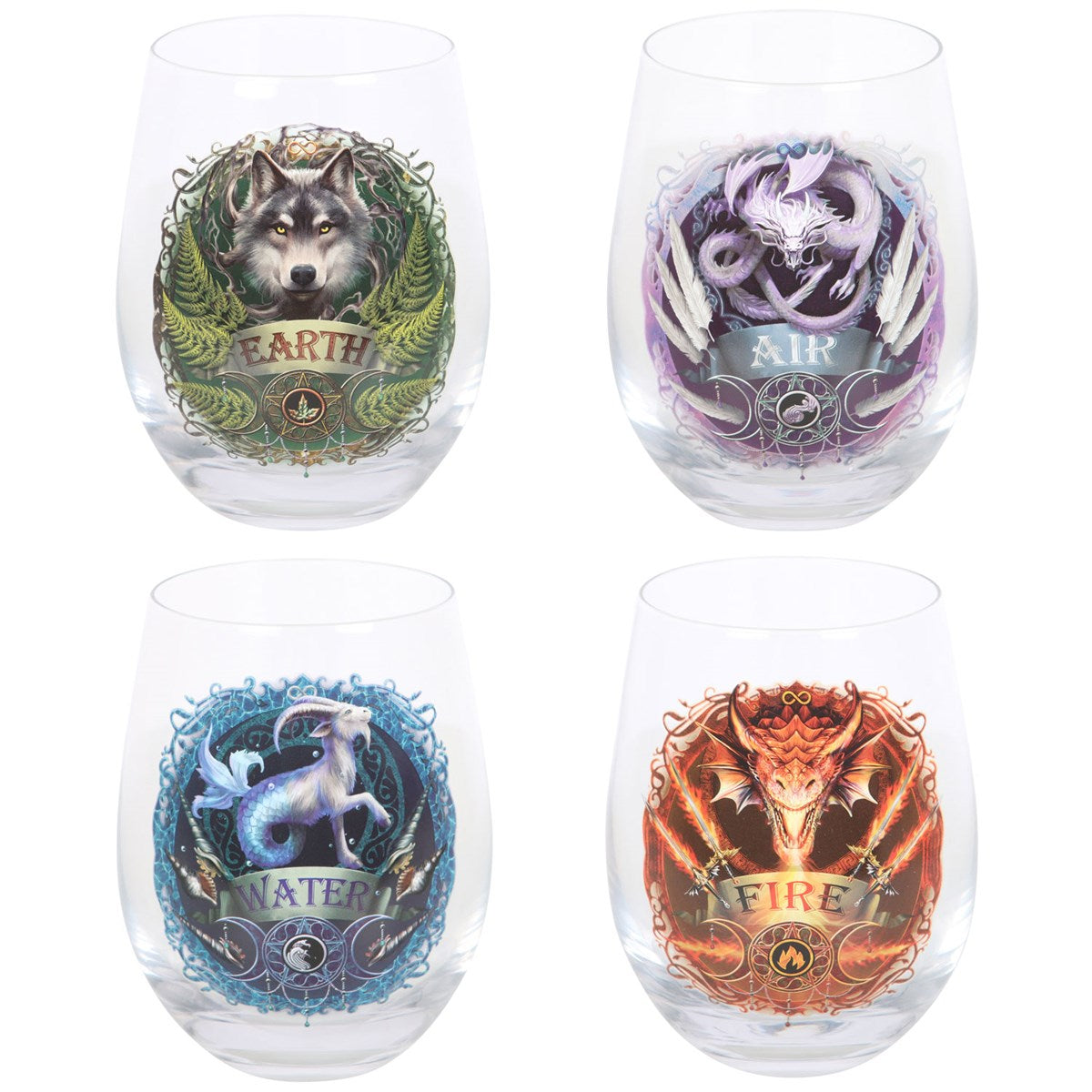 Elemental Wine Glasses (Anne Stokes)