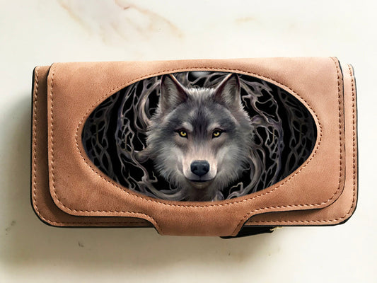 Night Forest Wolf Suede 3D Purse - Anne Stokes