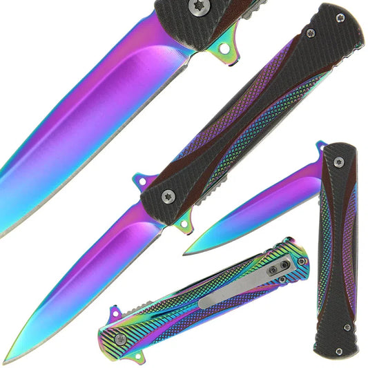 Rainbow Effect Lock Knife