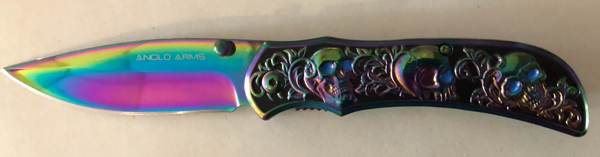 Rainbow Skull Lock Knife