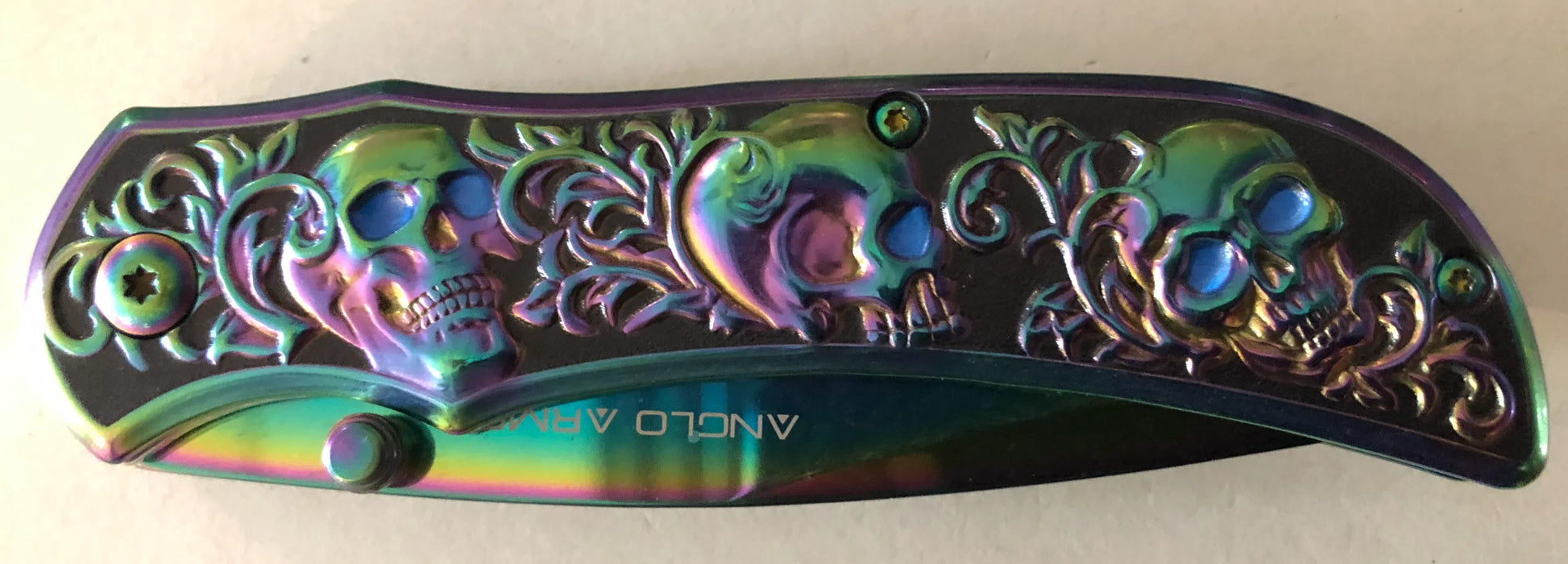 Rainbow Skull Lock Knife