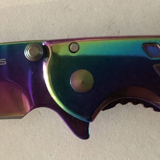 Rainbow Titanium Coated Lock Knife