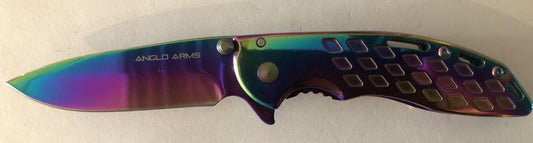 Rainbow Titanium Coated Lock Knife