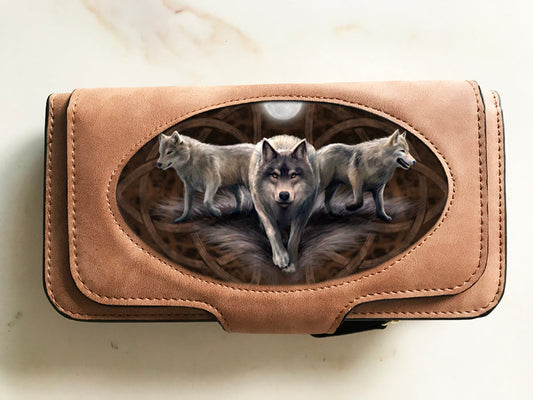 Wolf Trio Suede 3D Purse - Anne Stokes